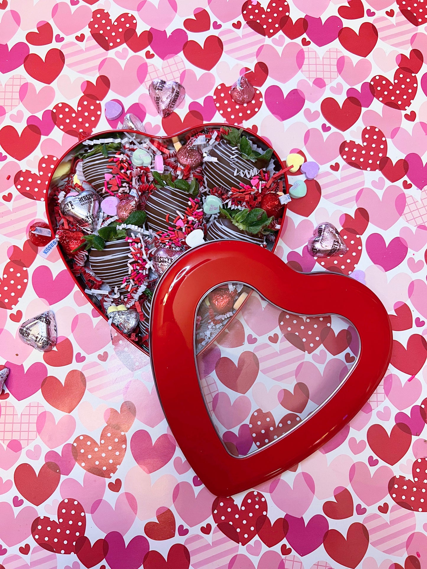 Chocolate Covered Strawberry Half Dozen Heart Set
